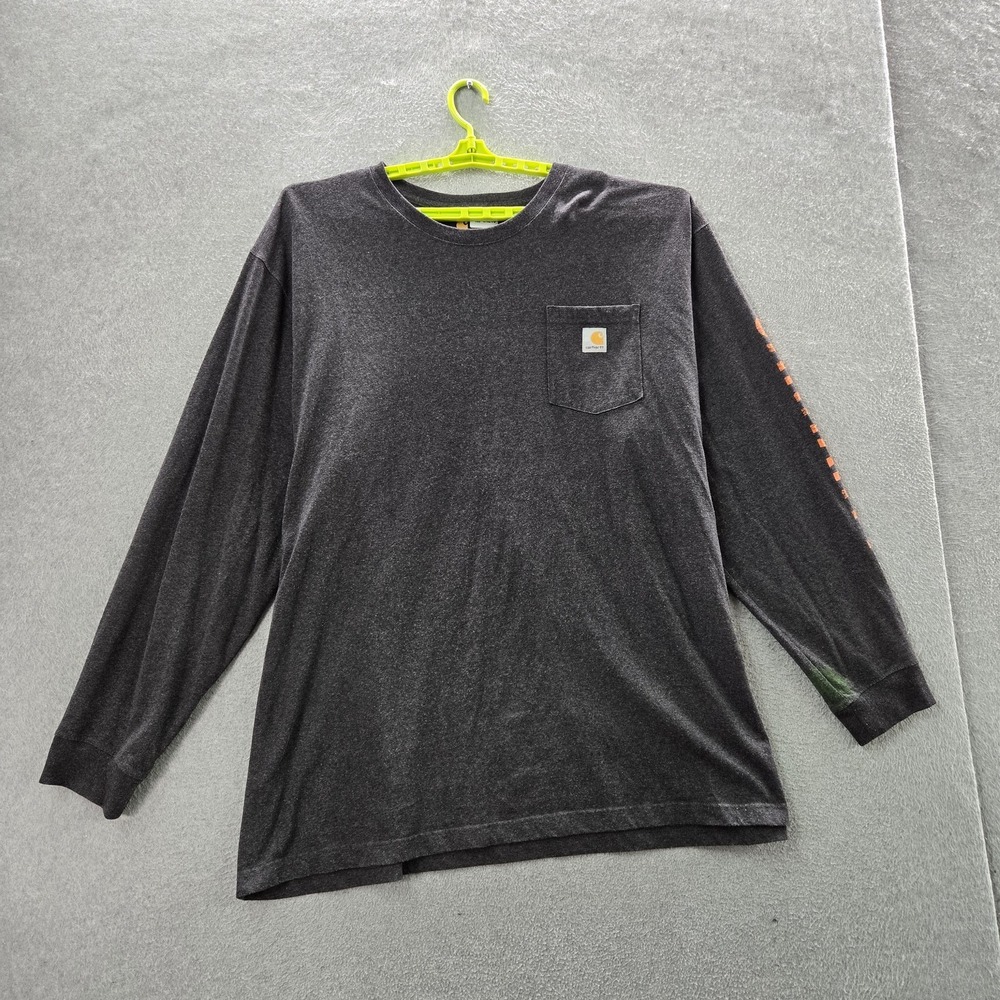 Carhartt Men Shirt 4XL REGULAR Gray Logo Text Long Sleeve READ